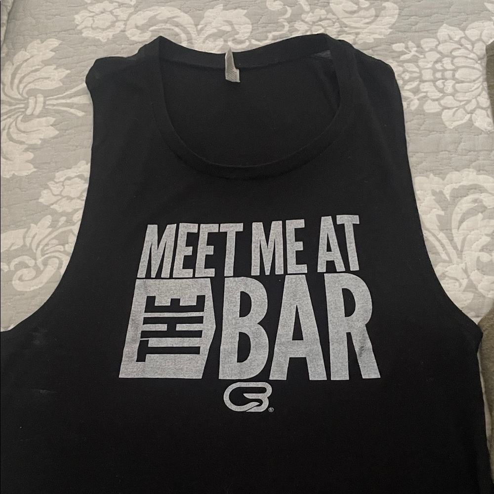 Cyclebar Black Muscle Tee with Silver Print
